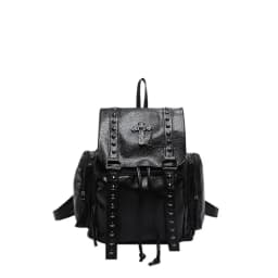 Rivet Y2K Backpack Women Gothic Punk PU Leather Shoulder Bag Ladies Vintage Harajuku Backpacks College Large Capacity School Bag
