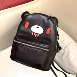 Y2K Black PU Leather Bear Backpack Kawaii Creepy Cute Goth Punk Doll Bag Harajuku Streetwear Emo Grunge Girls Women Shoulder Bag