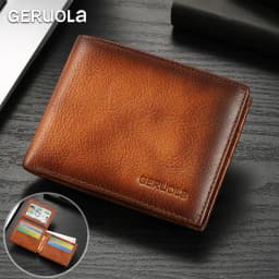 2526 Bestseller Short-style Wallet Crafted from Genuine Top-grain Cowhide Leather Features RFID Blocking Technology Card Slot De