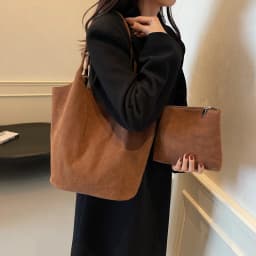Retro Suede Tote Bag For Women Textured Solid Casual Commuting Shoulder Bags Autumn Winter Large Capacity Shopping Handbags
