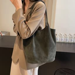 Retro Suede Tote Bag For Women Textured Solid Casual Commuting Shoulder Bags Autumn Winter Large Capacity Shopping Handbags