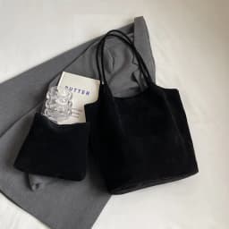 Retro Suede Tote Bag For Women Textured Solid Casual Commuting Shoulder Bags Autumn Winter Large Capacity Shopping Handbags
