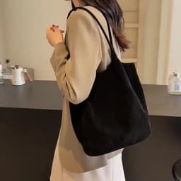 Retro Suede Tote Bag For Women Textured Solid Casual Commuting Shoulder Bags Autumn Winter Large Capacity Shopping Handbags