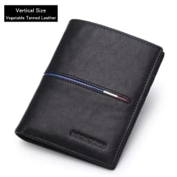 BISON DENIM Genuine Leather Wallet Men Brand Fashion Short Purses Coin Purse ID Credit Card Holder Slim Bifold Wallet Men