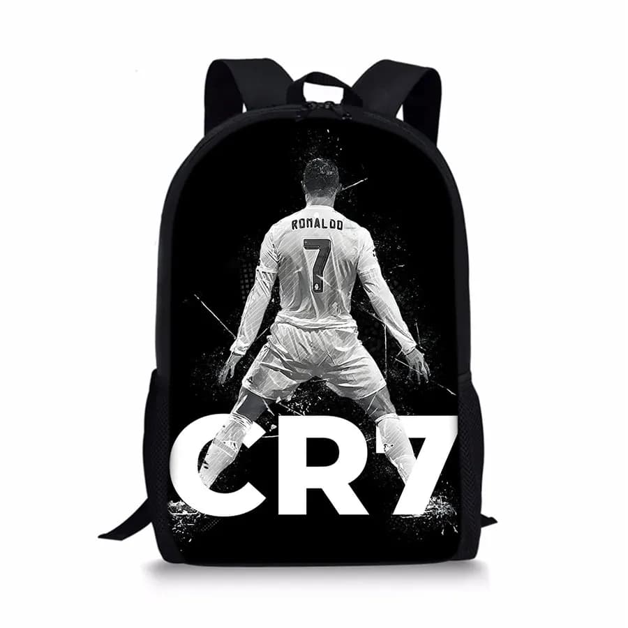 Football Black Print Single Layer Backpack for Boy/Girls Best Gifts 2D Flat Cartoon SchoolBag for Children Bags