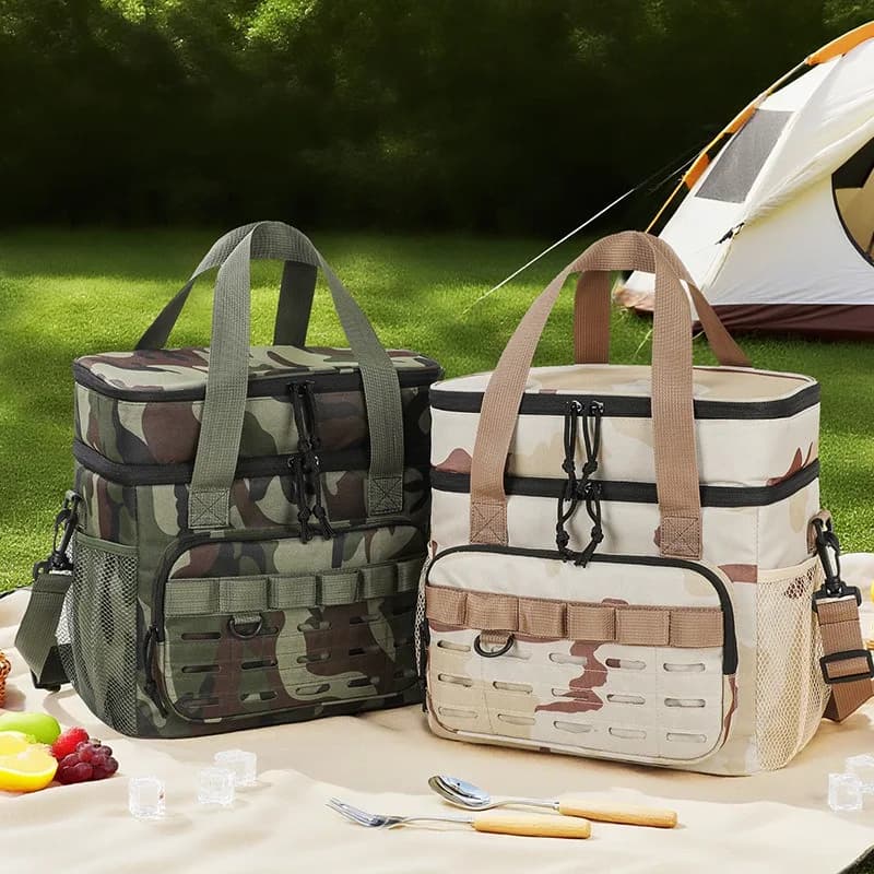 Picnic Bag Outdoor Camouflage Fashion Foreign Style Hot-Selling Lunch Bag Large Capacity Fresh-Keeping Ice Bag Oxford Cloth Lunc