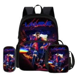 3 Pcs set with Front Pocket Backpack Football Star with Thermal Insulated Lunch Tote Purse Pencil Case L-Lamin Yamal Rucksack