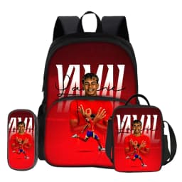 3 Pcs set with Front Pocket Backpack Football Star with Thermal Insulated Lunch Tote Purse Pencil Case L-Lamin Yamal Rucksack