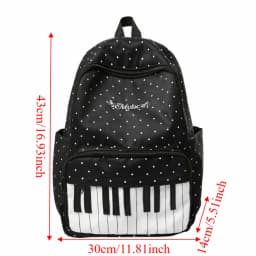 Nylon Polka Dot Print Backpack Preppy Style Cute Large Capacity School Bag Durable Color-blocked Piano Key Backpack Shopping