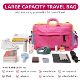 Fashion Dopamine Color Travel Duffle Bag, Expandable Weekend Overnight Bag, Ideal for Yoga, Short Trips, Gym, Weekend Getaways