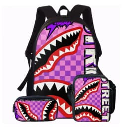 1/2/3/4/5PCS Trendy Shark Graphic Backpack Set | Perfect for School & Daily Adventures