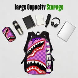 1/2/3/4/5PCS Trendy Shark Graphic Backpack Set | Perfect for School & Daily Adventures