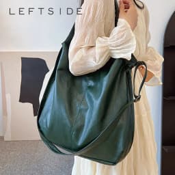 LEFTSIDE Fashion Big Leather Tote Bag for Women 2025 Tend Females Simple Large High Capacity Retro Shoulder Side Bag Handbags