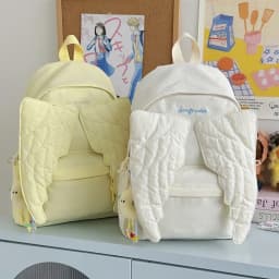 Versatile Angel Wing Backpack Solid Color Large Capacity Nylon Backpack Y2k Style Lightweight Canvas Backpack for Adults Student