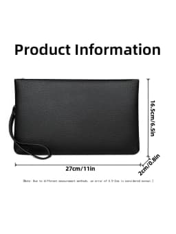 Men Pebbled Genuine Leather Wrist Clutch Handbag, Large Capacity Anti-Theft Zipper Hand Purse with 6 Card Slots