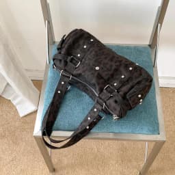 Vintage Leopard Rivet Motorcycle Handbag Barrel Shaped Boston Casual Messenger Bags for Female Shoulder Bag Fashion Ladies Totes