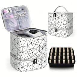 Women's Portable Double-layer Nail Polish Storage Bag Organizer Travel Essential Oil Storage Box Multi-function Storage Bag