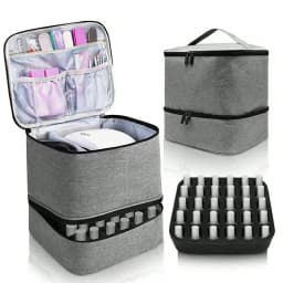 Women's Portable Double-layer Nail Polish Storage Bag Organizer Travel Essential Oil Storage Box Multi-function Storage Bag