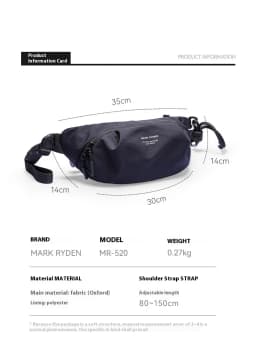 Mark Ryden Waterproof Casual Chest Bag Men Multifunction Anti-theft Men Crossbody Bag New FashionTravel Chest Bag Pack Male