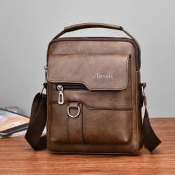 2024 New Luxury Brand Men Crossbody Bag Leather Shoulder Bag For Men Handbags Brown Business Large Capacity Messenger Side Bags