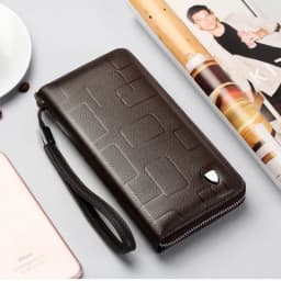 Genuine Leather Wallets for Men 2026 Long Zipper Wristlet Clutch Phone Bag Business Card Holder Wallet Brand Murse Coin Purse