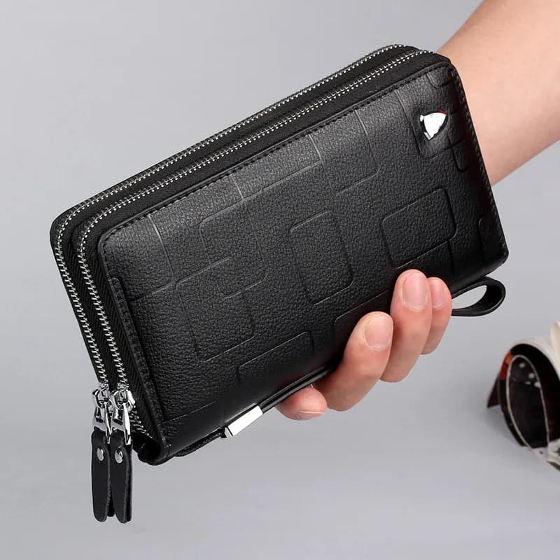 Genuine Leather Wallets for Men 2026 Long Zipper Wristlet Clutch Phone Bag Business Card Holder Wallet Brand Murse Coin Purse