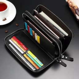 Genuine Leather Wallets for Men 2026 Long Zipper Wristlet Clutch Phone Bag Business Card Holder Wallet Brand Murse Coin Purse
