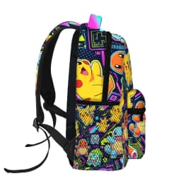 Neon Vibe Pokemon Characters Print Backpack Lightweight School Bag for Outdoor Travel Daypack