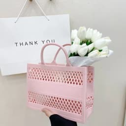2025 New Large Beach Bag PVC Rubber Waterproof Beach Travel Picnic Storage Basket Women Shopping Handbags Sac Jelly Tote Bag Ins