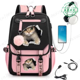 Cat Kawaii Graphic Anime Backpacks Children Girl Pink Schoolbag Student Back To School Mochila School Backpack Usb School Bag