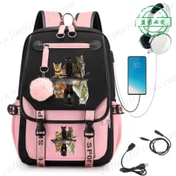 Cat Kawaii Graphic Anime Backpacks Children Girl Pink Schoolbag Student Back To School Mochila School Backpack Usb School Bag