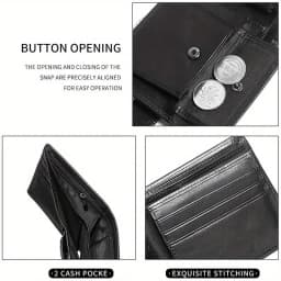 Men's Genuine Leather Wallet, Rfid Anti-Theft Brush, Anti-Magnetic, Short Coin Purse, Large Capacity, Multi-Slot Buckle Wallet
