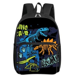 Dinosaur Pattern Square Front Pocket Backpack for Boy and Girls Best Gifts 2D Flat Cartoon SchoolBags for Children
