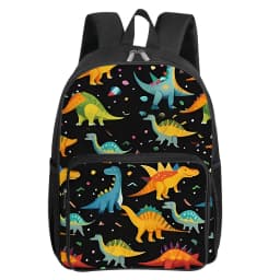 Dinosaur Pattern Square Front Pocket Backpack for Boy and Girls Best Gifts 2D Flat Cartoon SchoolBags for Children
