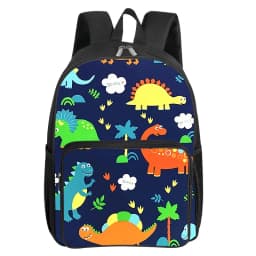 Dinosaur Pattern Square Front Pocket Backpack for Boy and Girls Best Gifts 2D Flat Cartoon SchoolBags for Children