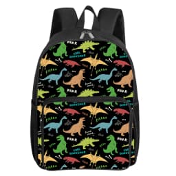 Dinosaur Pattern Square Front Pocket Backpack for Boy and Girls Best Gifts 2D Flat Cartoon SchoolBags for Children