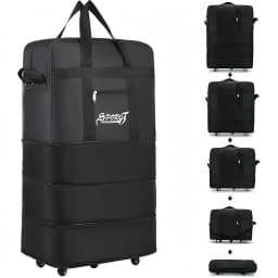 Expandable Rolling Duffel Bag Suitcases with Wheels, Foldable Luggage Bag | Sturdy Handle, Durable Fabric, Rolling Travel Bag Duffel Bag for Men Women