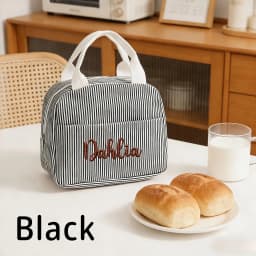 1pc Personalized Embroidered Name Lunch Bag, Striped Lunchbox Bag, Insulated Lunch Bag,Large Capacity Camping Insulated Bag