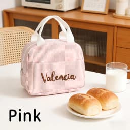 1pc Personalized Embroidered Name Lunch Bag, Striped Lunchbox Bag, Insulated Lunch Bag,Large Capacity Camping Insulated Bag