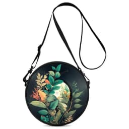 Record Floral Print Round Shoulder Bag Casual Messenger Bag for Woman Best Gifts 2D Flat Casual Daily Crossbody Bag Accessories