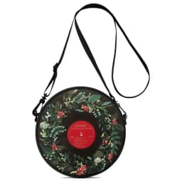 Record Floral Print Round Shoulder Bag Casual Messenger Bag for Woman Best Gifts 2D Flat Casual Daily Crossbody Bag Accessories