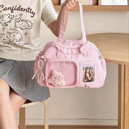 Minimalist Solid Color Ita Bag Polka Dot Wing Decor Shoulder Crossbody Bag INS Style Cute Wing Pattern Ita Bag