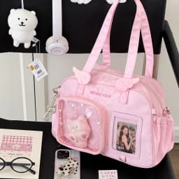 Minimalist Solid Color Ita Bag Polka Dot Wing Decor Shoulder Crossbody Bag INS Style Cute Wing Pattern Ita Bag