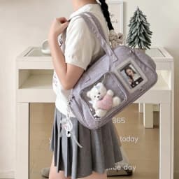 Minimalist Solid Color Ita Bag Polka Dot Wing Decor Shoulder Crossbody Bag INS Style Cute Wing Pattern Ita Bag