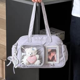 Minimalist Solid Color Ita Bag Polka Dot Wing Decor Shoulder Crossbody Bag INS Style Cute Wing Pattern Ita Bag