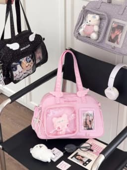Minimalist Solid Color Ita Bag Polka Dot Wing Decor Shoulder Crossbody Bag INS Style Cute Wing Pattern Ita Bag