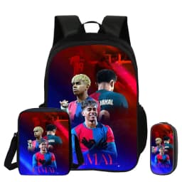 3Pcs Set Backpack Shoulder Bag Pencil Bags Bookbag child Mochila Sports Schoolbag Kids Gift L-Lamin Yamal Football Star Rucksack