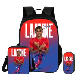 3Pcs Set Backpack Shoulder Bag Pencil Bags Bookbag child Mochila Sports Schoolbag Kids Gift L-Lamin Yamal Football Star Rucksack