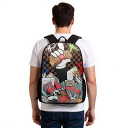 Fashion Men's and Women's PU Graffiti Large Capacity Backpack Student Backpack Travel Bag Mochila Mochilas De Hombre School Bag