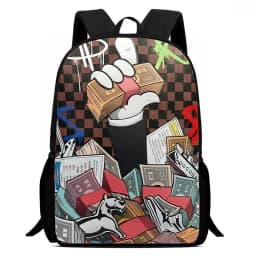 Fashion Men's and Women's PU Graffiti Large Capacity Backpack Student Backpack Travel Bag Mochila Mochilas De Hombre School Bag